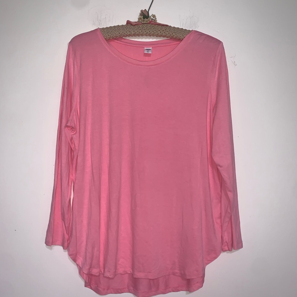 Old Navy Pink Long Sleeve Scoop Neck Tee Large